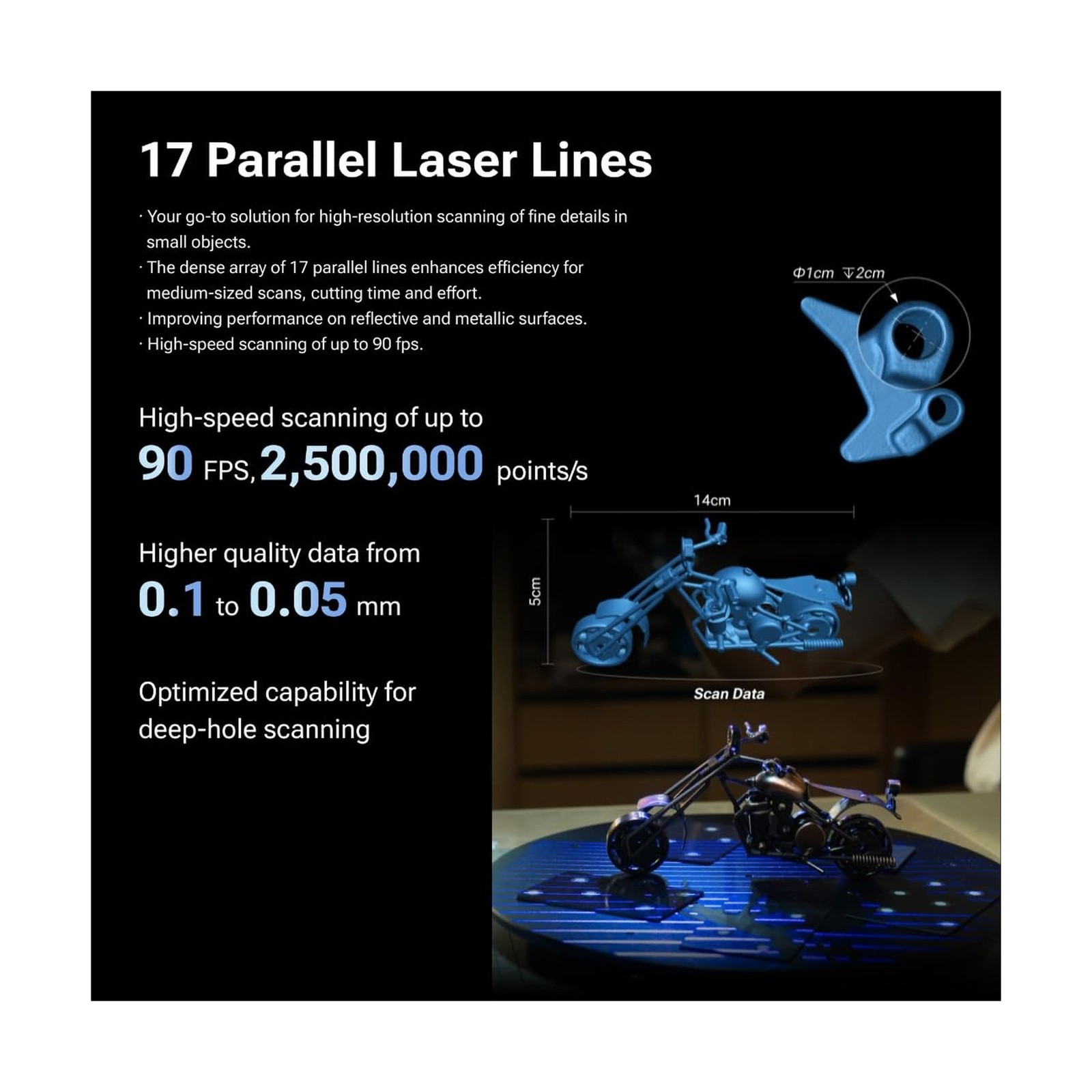 EINSTAR 2 Wireless 3D Scanner – Handheld, 0.05 mm Resolution, Hybrid Laser