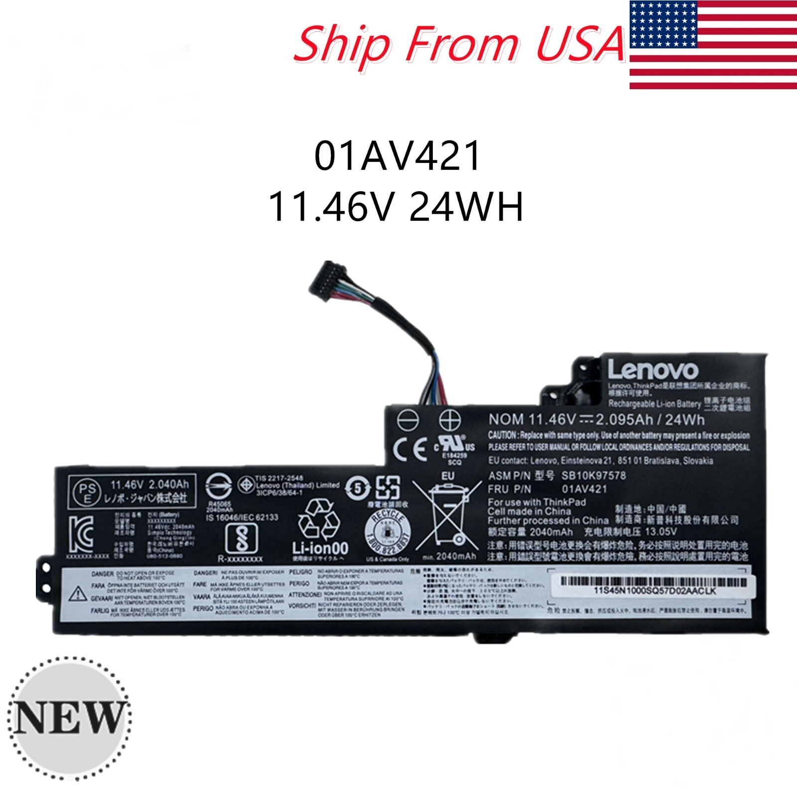 OEM Genuine 24WH 01AV421 01AV489 Internal Battery For Lenovo ThinkPad T470 T480