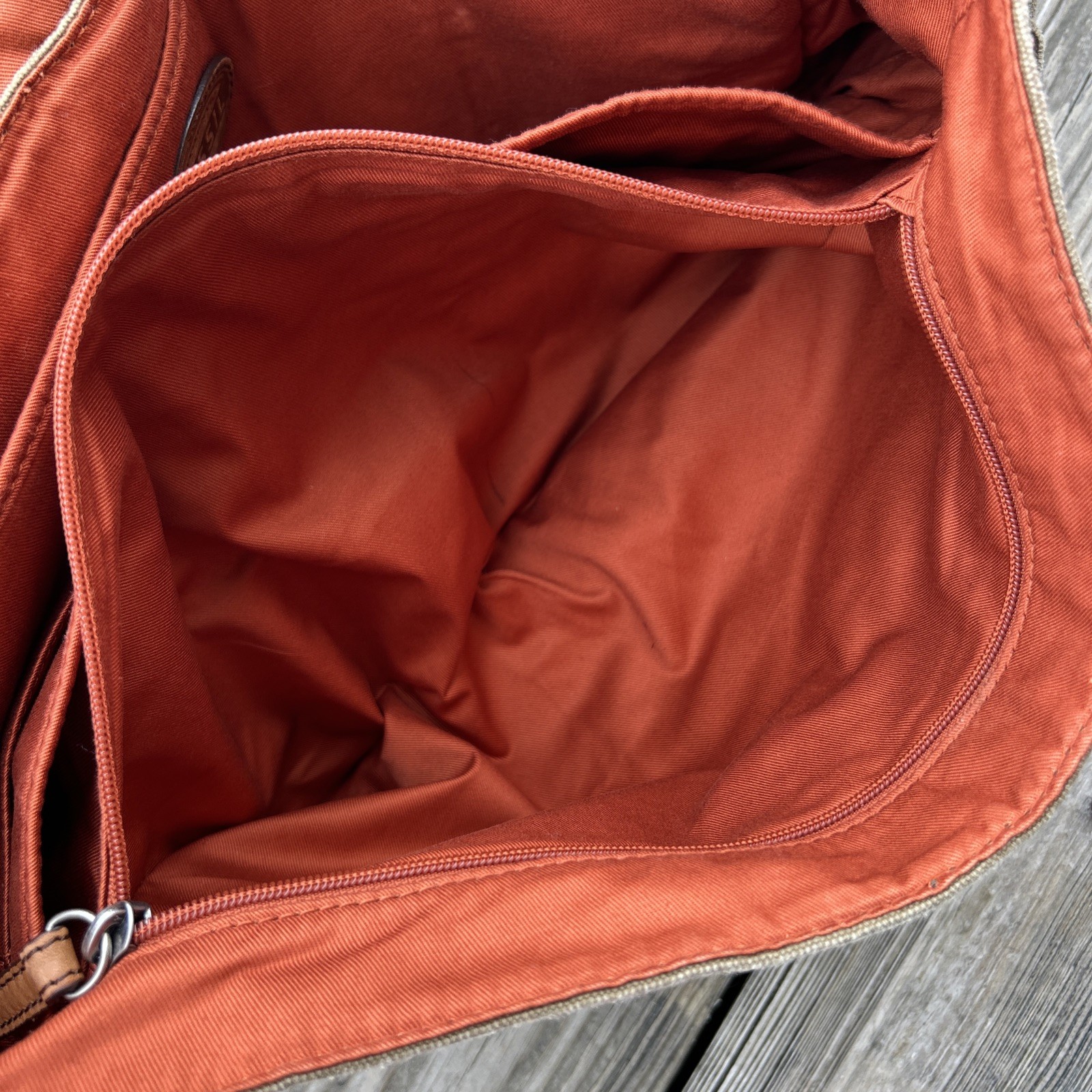 Vintage Fossil Canvas & Leather Messenger Bag Crossbody Laptop Computer Bag
