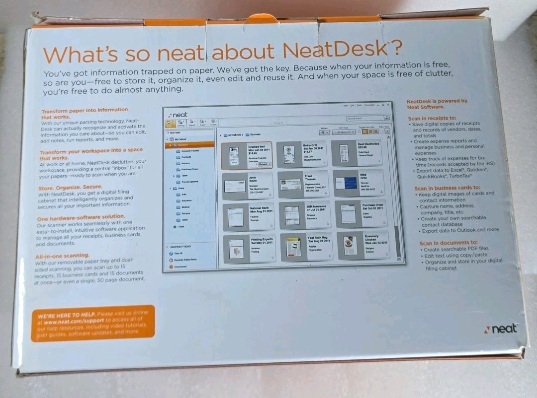 NeatDesk ND-1000 Desktop Scanner Digital Filing System White W/ Box – Tested