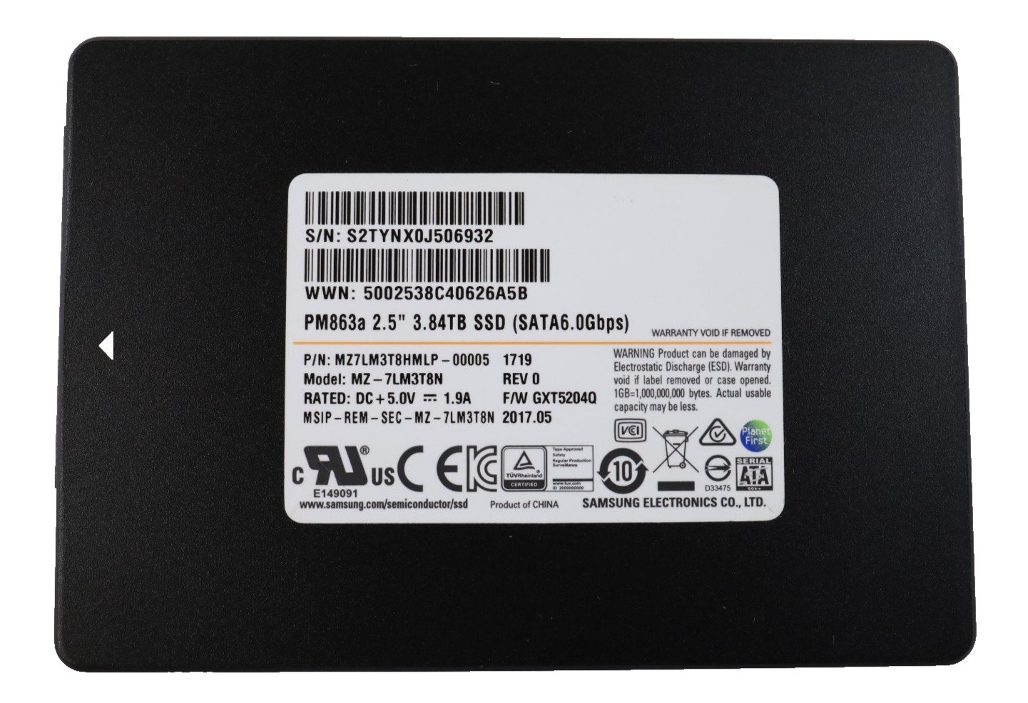 Samsung PM863a 3.84TB MZ-7LM3T8N 2.5″ SATA Solid State Drive