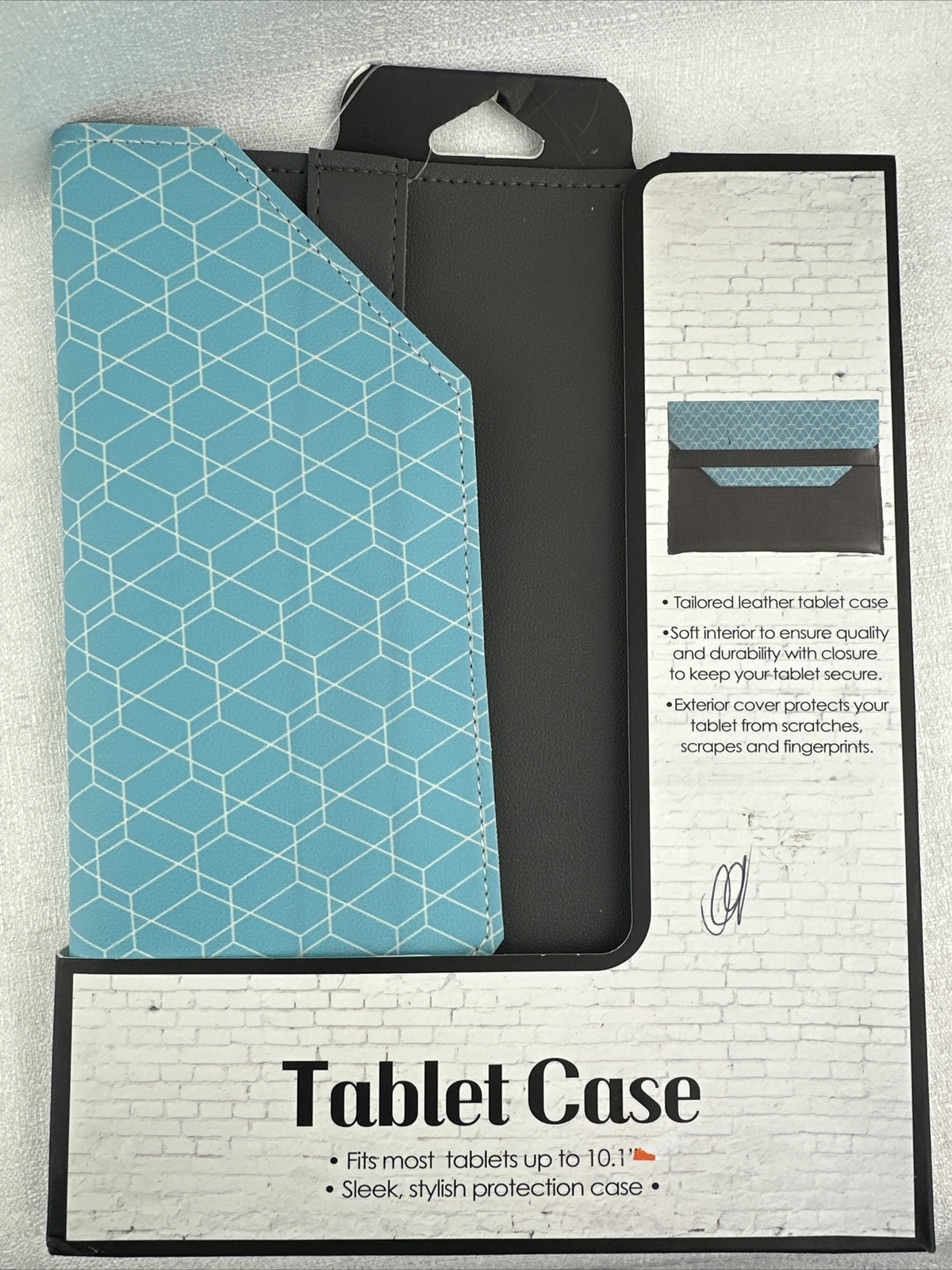 Tailored Leather Tablet Case Fits Up To 10.1” (Teal and Grey) see pics