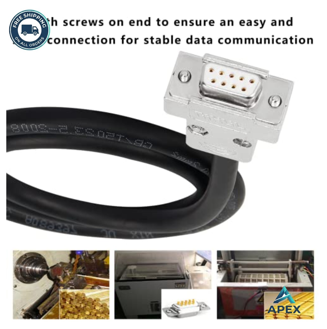 DB9 Connector Adapter Cable D-SUB 9Pin RS232 RS485 Serial Port Extension Bare