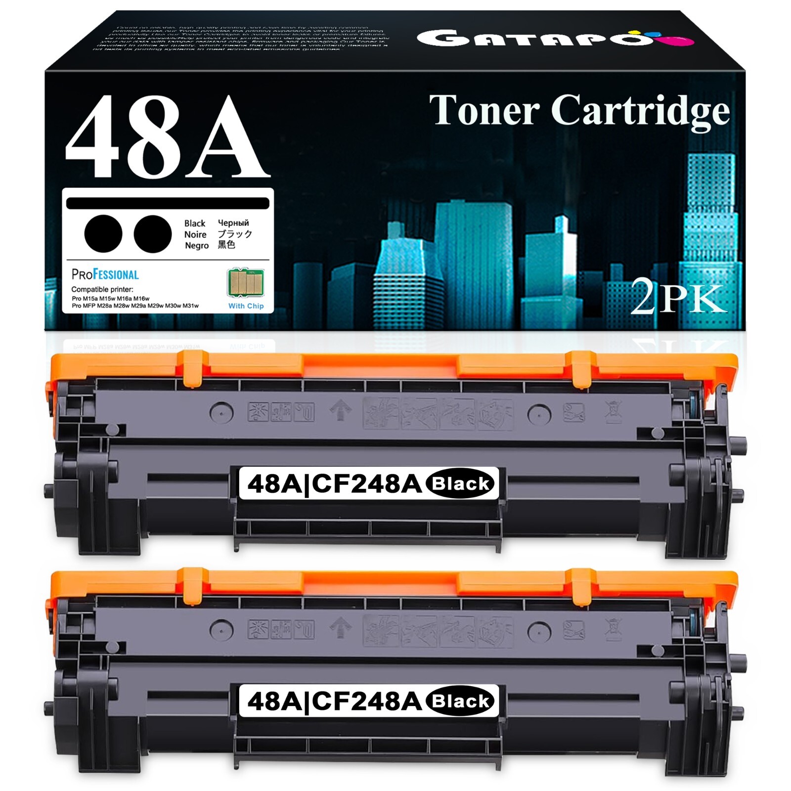 GATAPO® 2PK CF248A 48A Toner Cartridge For HP LaserJet Pro M28w M28a M29w M29a