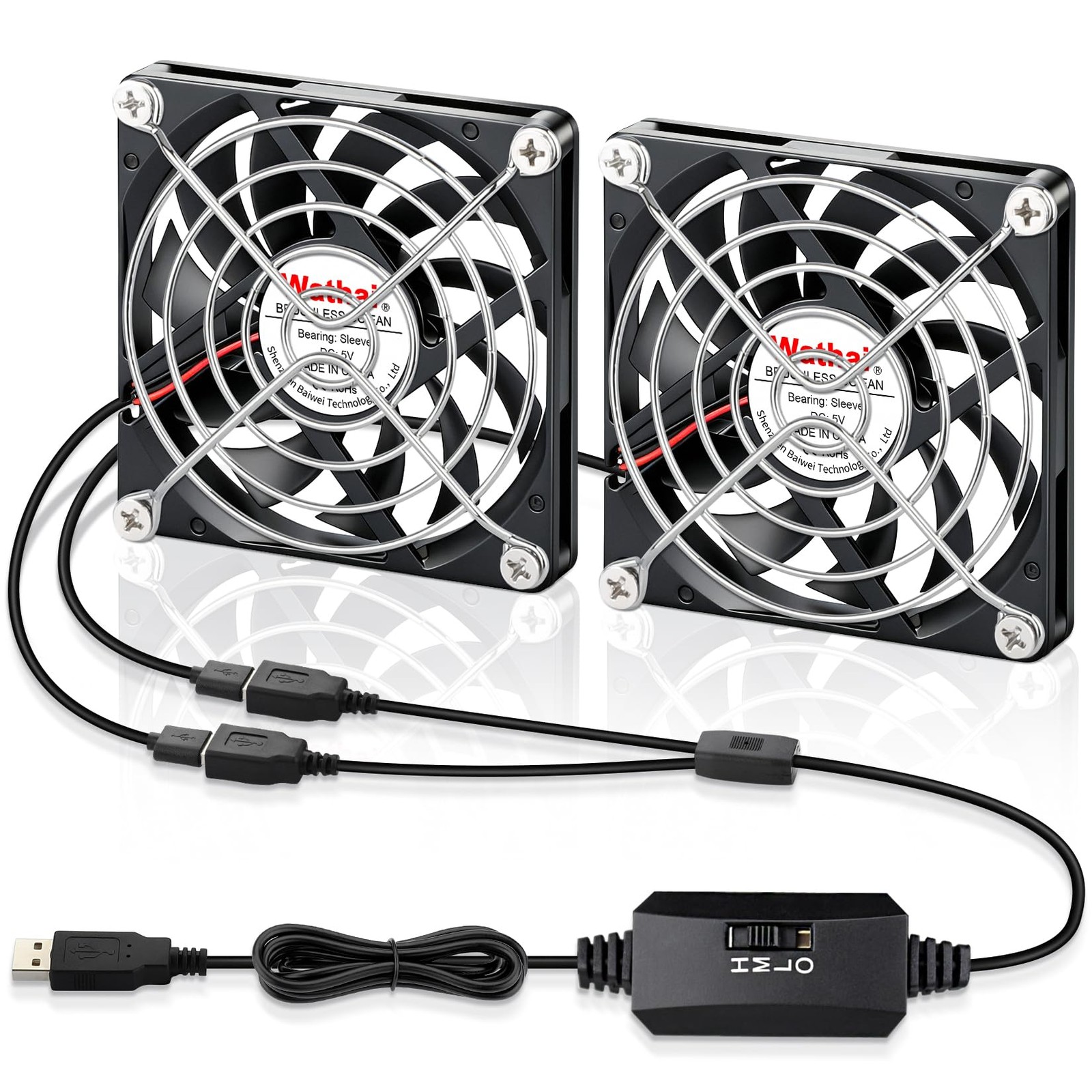 WWathai 2pcs 80mm x 10mm USB Computer Fan, USB Fans for Cooling Receiver DVR …