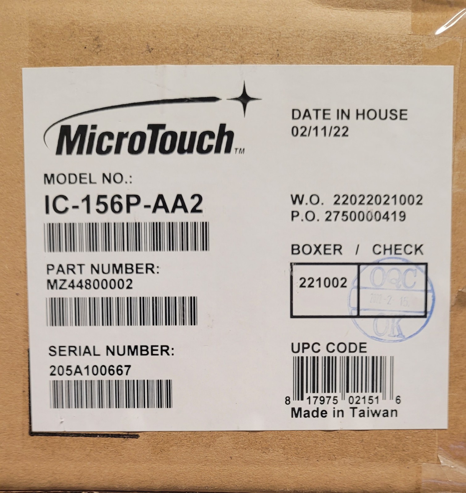 MicroTouch 156P-AA2 15.6″ All-in-One Touchscreen PC