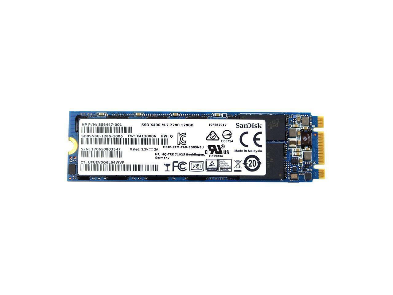 HP SANDISK 856447-001 128GB SSD X400 M.2 NVME SSD