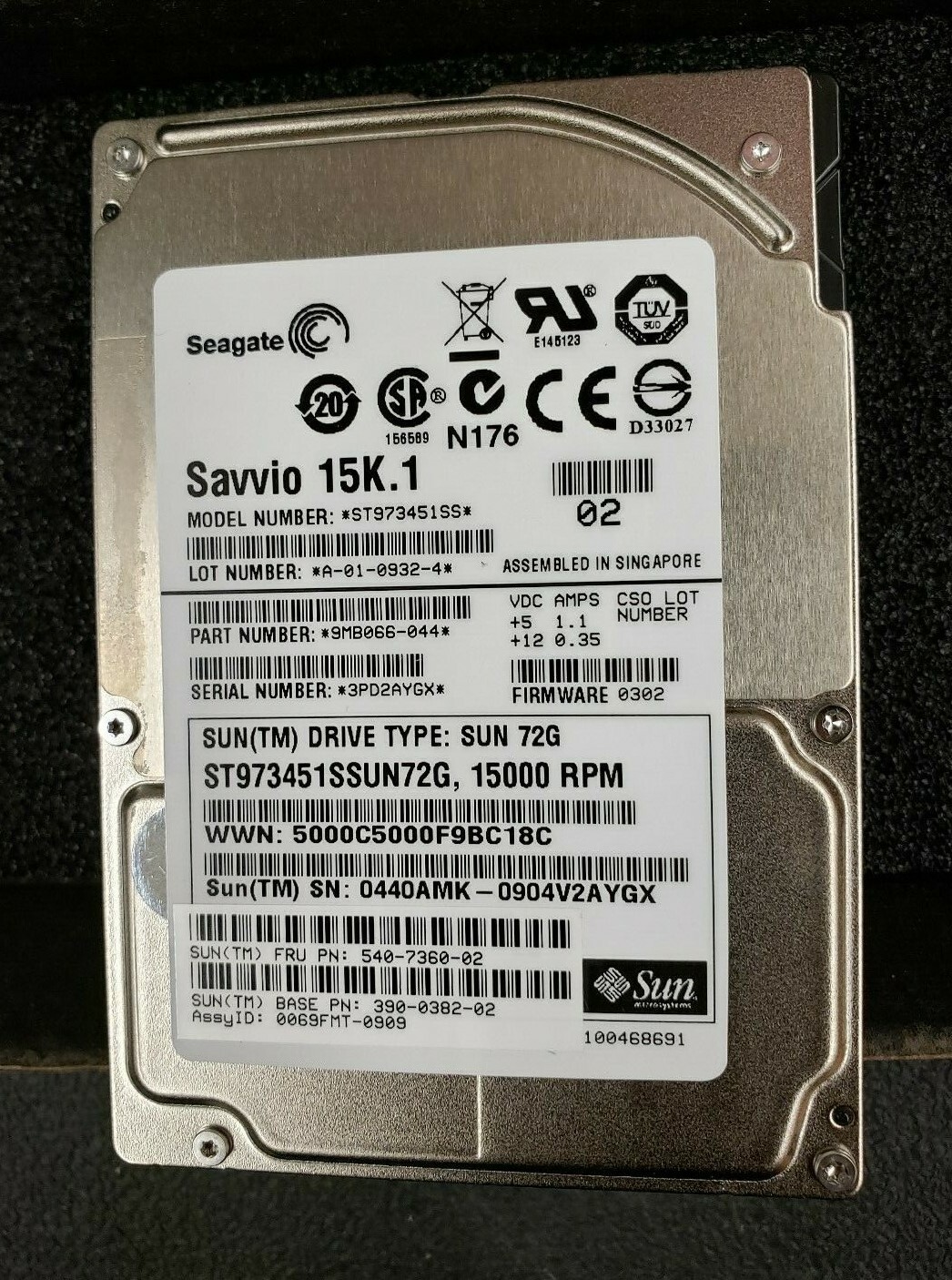 SEAGATE – ST973451SSUN72G – 15K 73.4 gb 1500rpm sas 3gbps 16mB