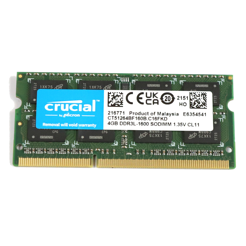 Crucial CT51264BF160B 4GB 1600MHz DDR3L SODIMM PC3L-12800 2RX8 Laptop Memory