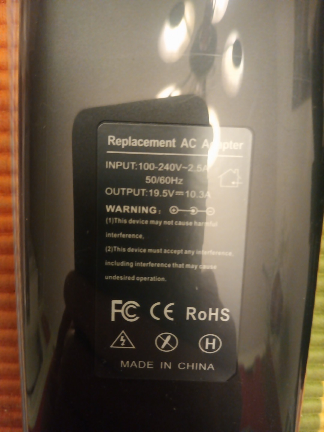 19.5V-10.3A Replacement AC Adapter From China Fits Various Laptops (See Photos)