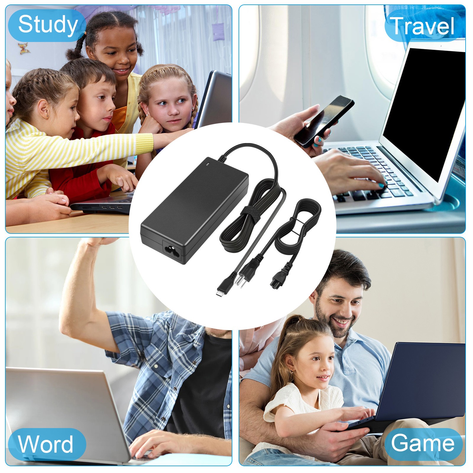 LOT OF USB C Type C 45W 65W 90W Adapter Charger For Laptop Lenovo Acer HP ASUS