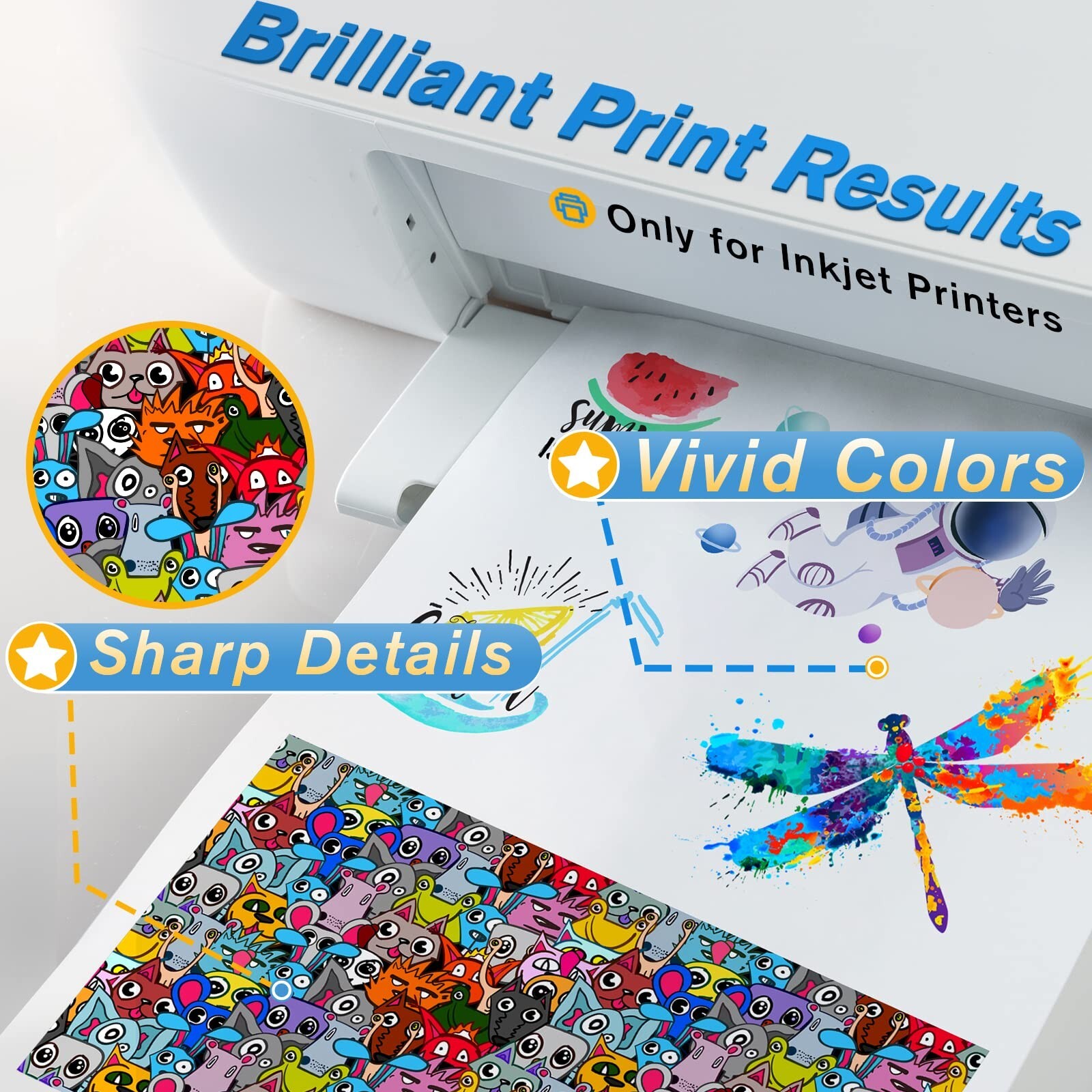 Koala 25 Sheets Waterslide Decal Paper for Inkjet Printer – WHITE 8.5×11 Inch…