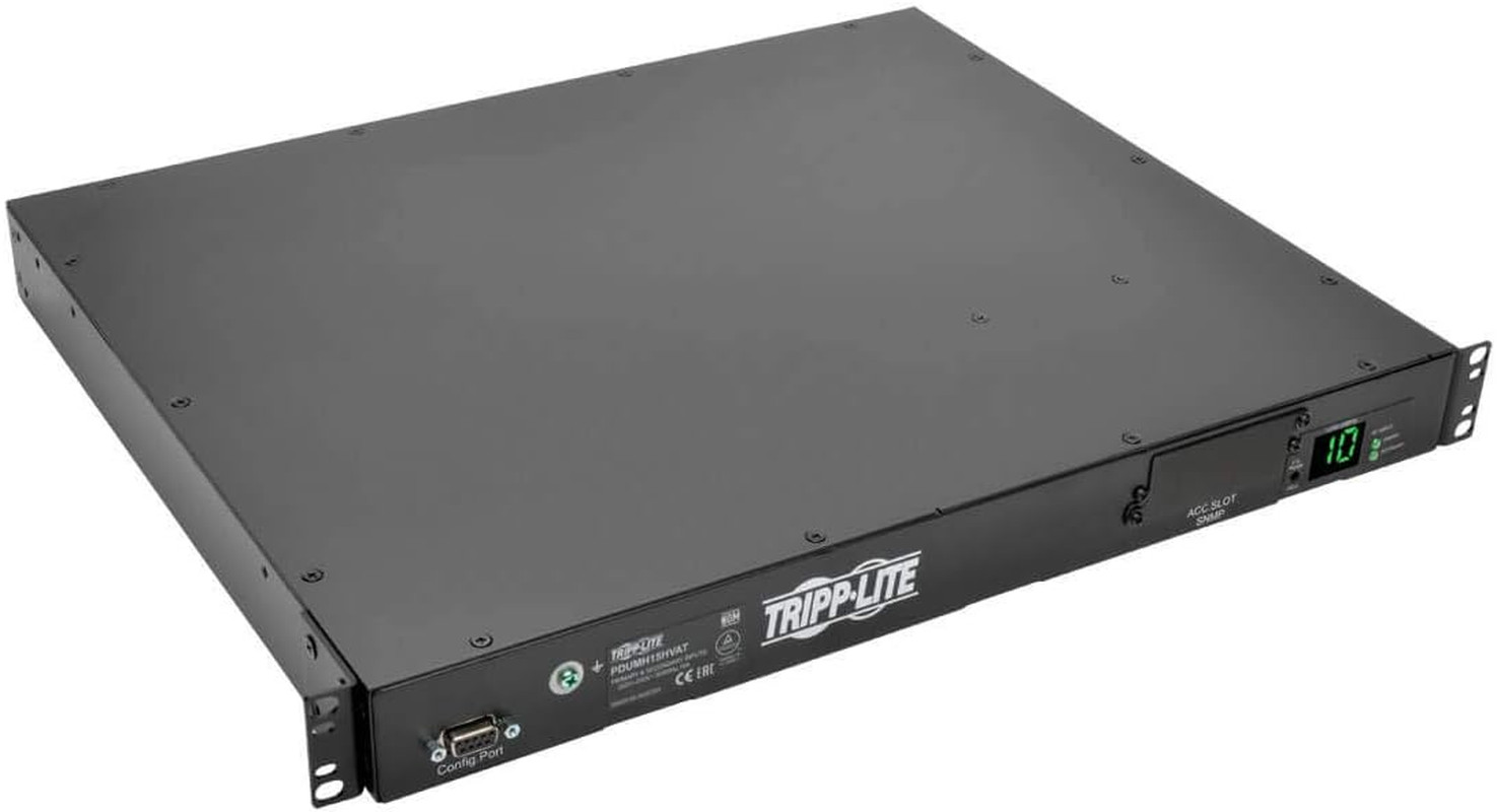 Metered PDU with ATS, 10 Outlets, 2.4KW, 1U Rack-Mount, 200/240V