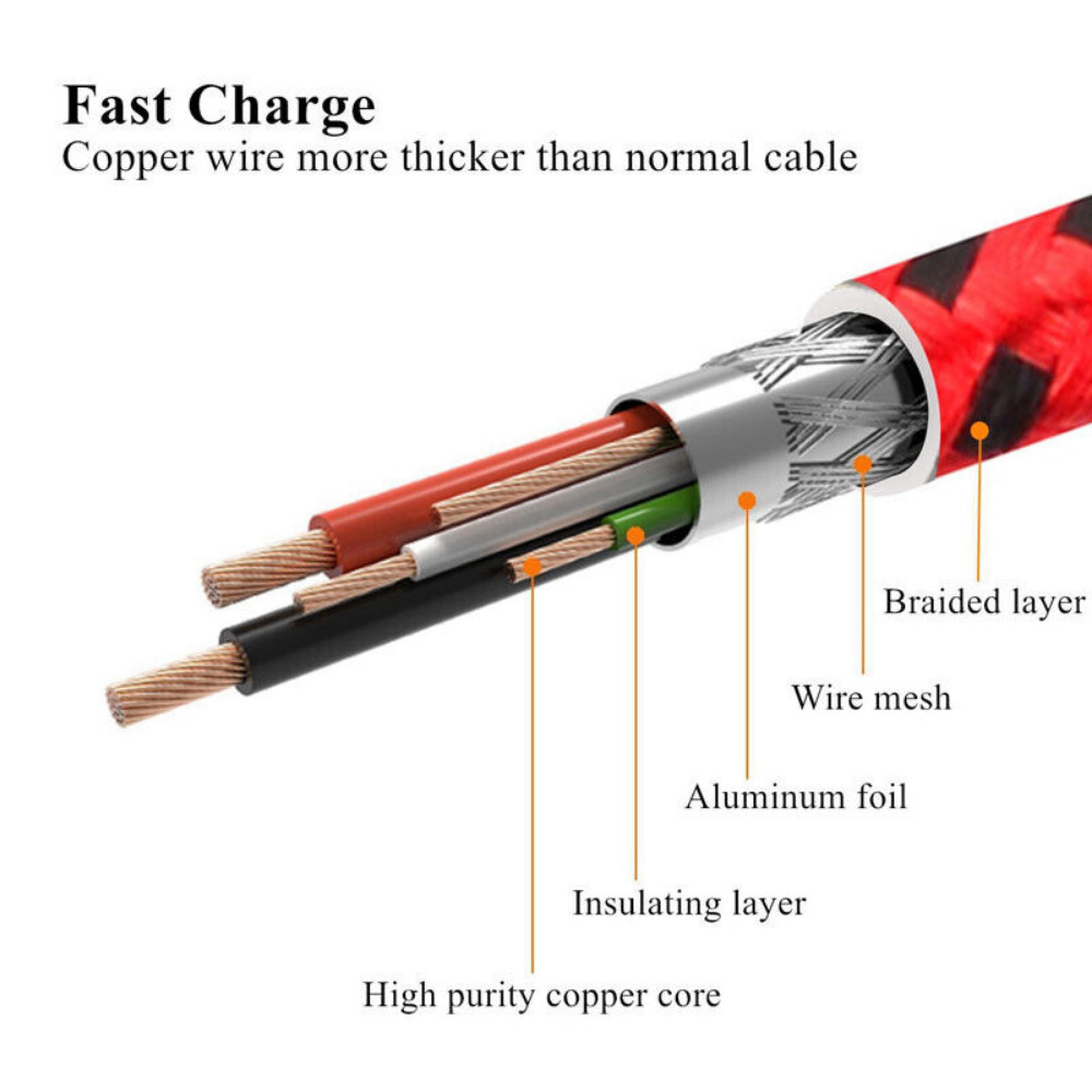 Fast Charger USB Cable Heavy Duty 6FT For iPhone 14 13 8 Charging Cord WHOLESALE
