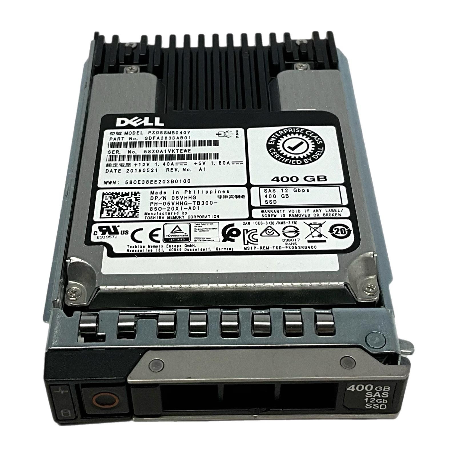 Dell 5VHHG 2.5″ 400GB SAS SSD 6Gbps Server Drive w/ Caddy for Dell Server