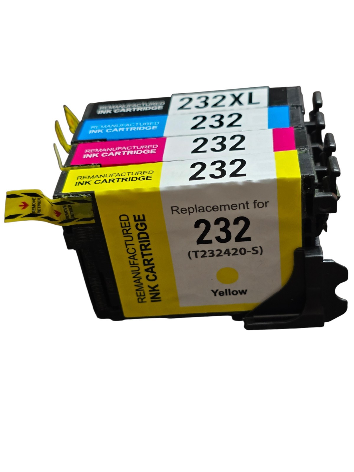 Epson 232 / 232XL Ink Cartridges Lot Black Cyan Magenta Yellow (Reman)