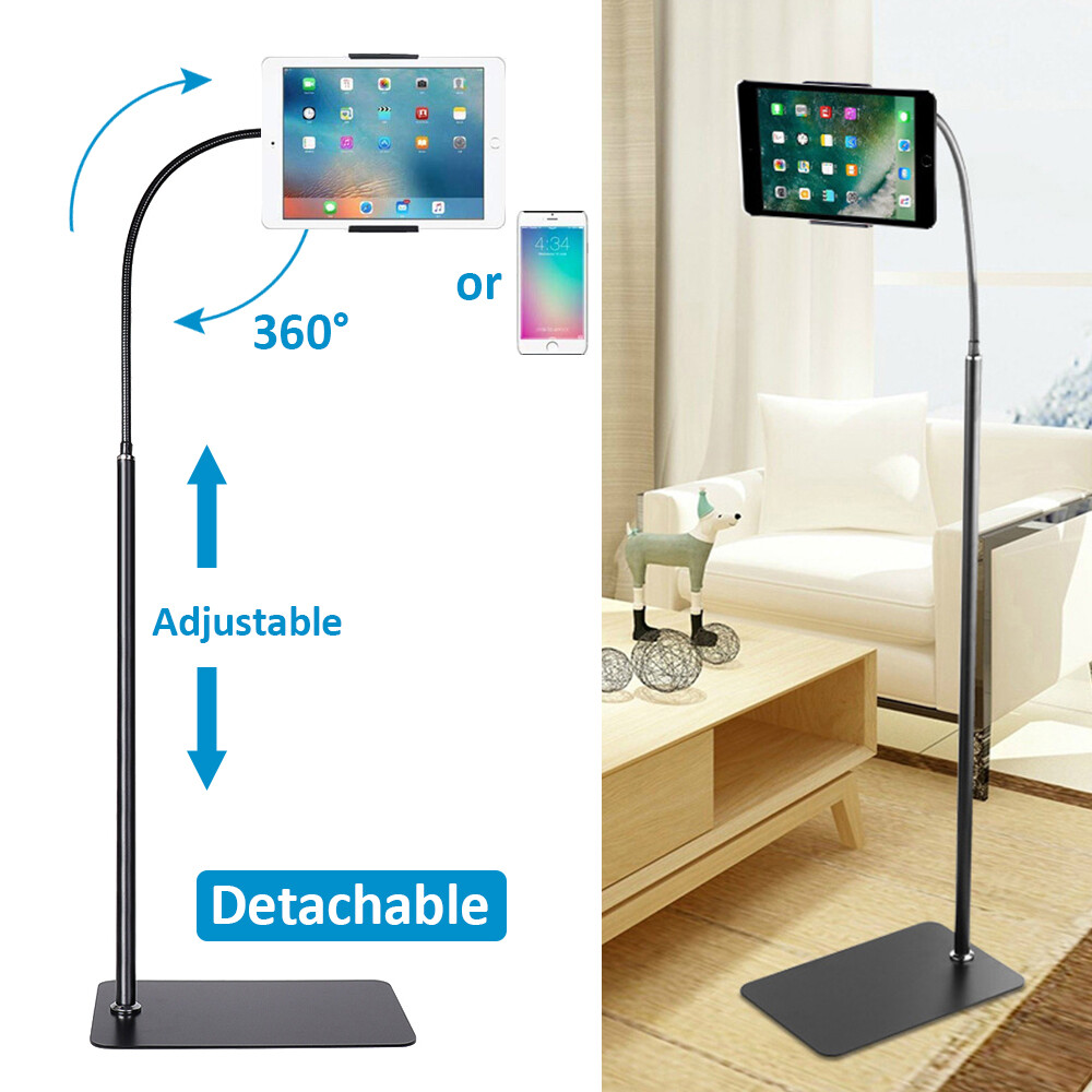 69″ Tablet Floor Stand Phone Holder Flexible Gooseneck for iPhone Ipad 4”- 10.6″