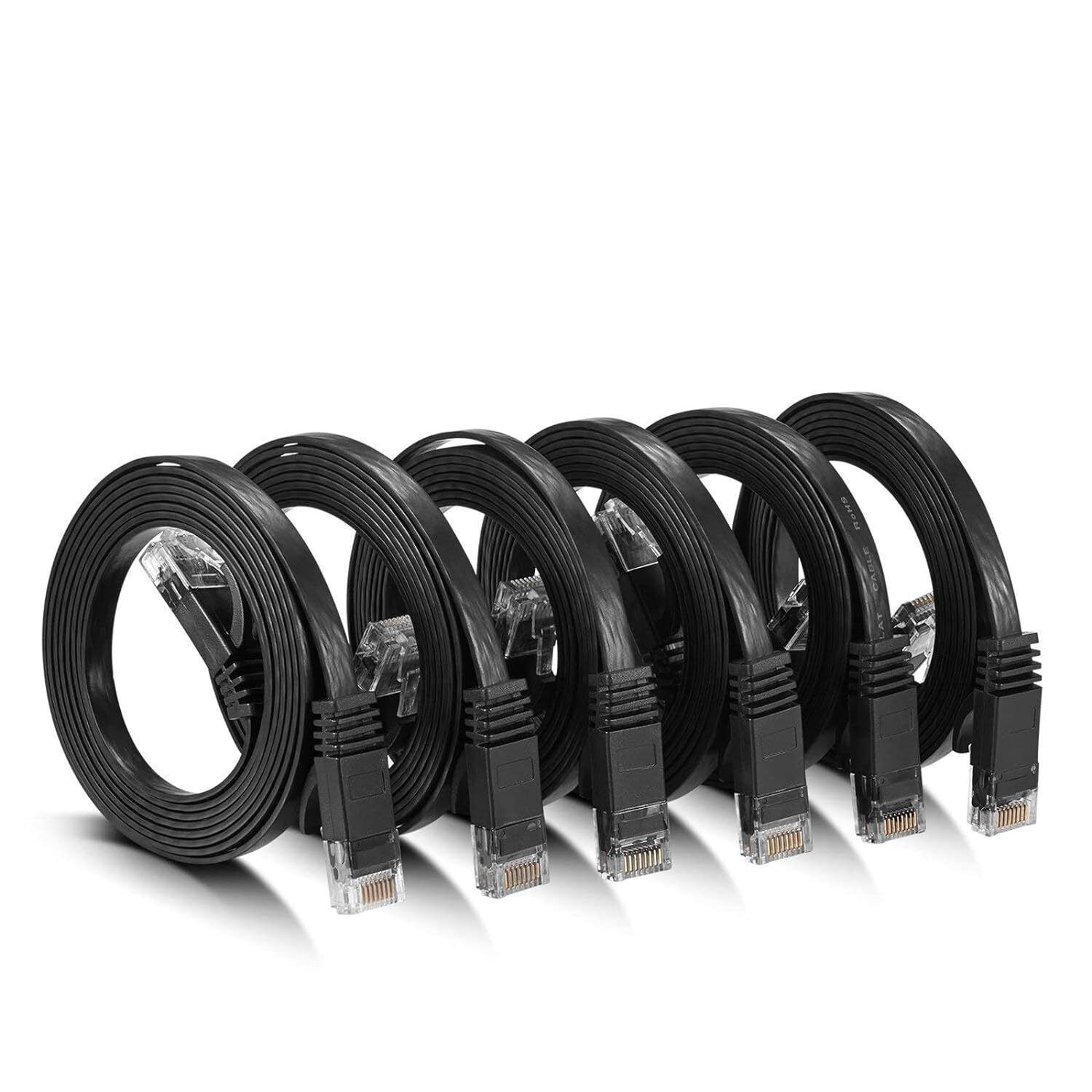 CAT 6a Flat Ethernet Network Cable with Speeds up to 10Gbps (6 Pack)