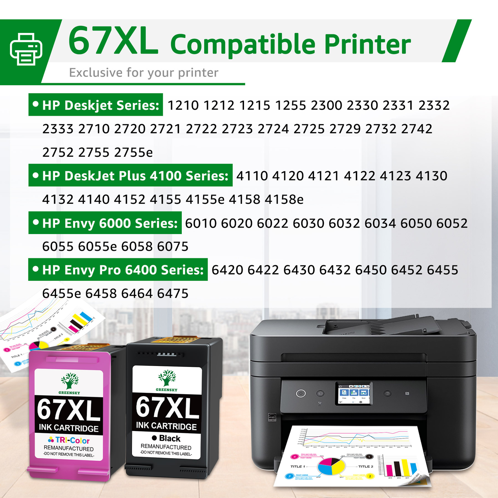 High Yield Ink Combo Black Color 60XL 61XL 62XL 63XL 64XL 65XL 67XL For HP Lot