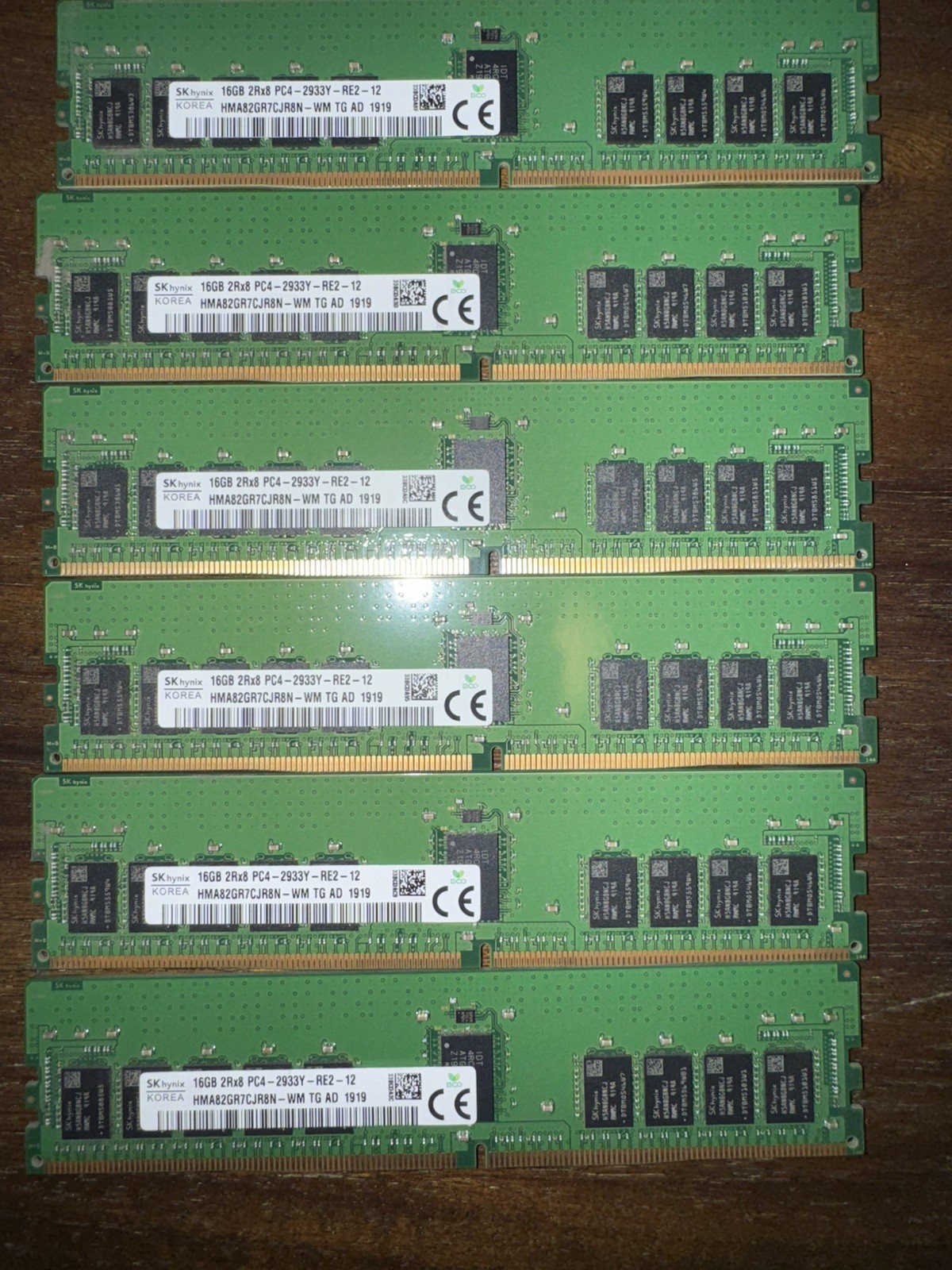 6x SK Hynix 16GB 2Rx4 PC4-2933Y-RC2 (1x16GB) DDR4 ECC RDIMM Server RAM (TESTED)