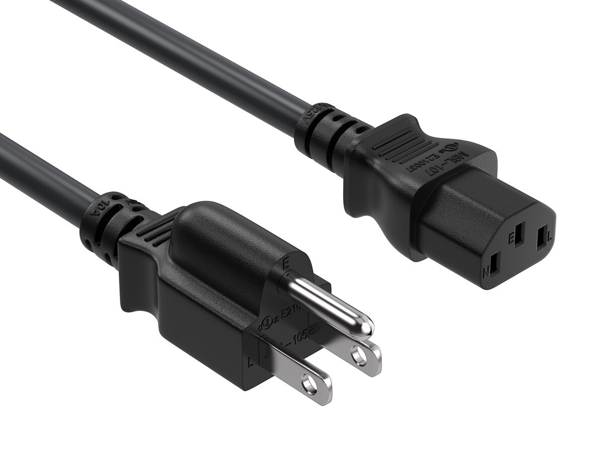 12ft NEMA 5-15P to C13 Shielded Heavy Duty Universal Power Cord, 18 AWG, 10A/…