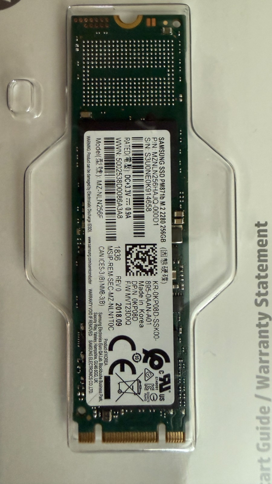 Samsung PM871b M.2 2280 256GB SSD – SATA III M.2