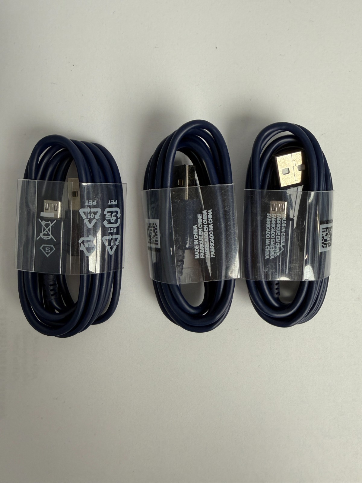 3x Micro USB 2.0 Cables Blue Type A – Micro-B 3FT- Brand New!