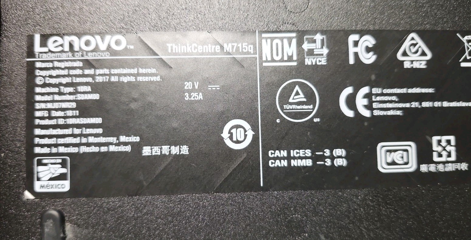 Lenovo ThinkCentre M715q AMD PRO A10-8570E@2.8GHz 8GB RAM 128GB SSD Win.11