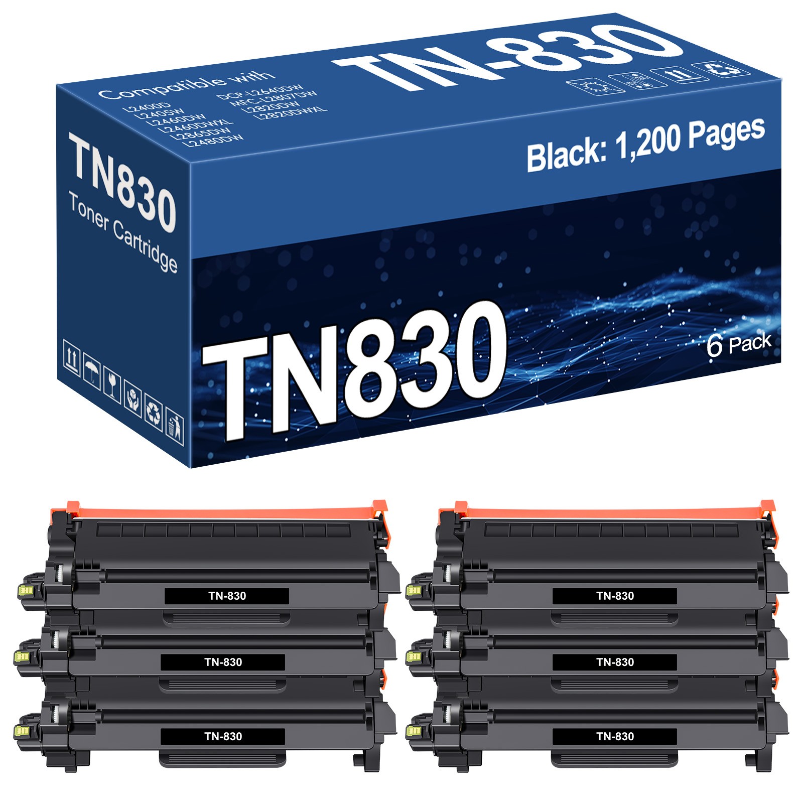 TN830 TN830XL Toner Cartridge for Brother HL-L2420DW MFC-L2807DW MFC-L2900DW LOT