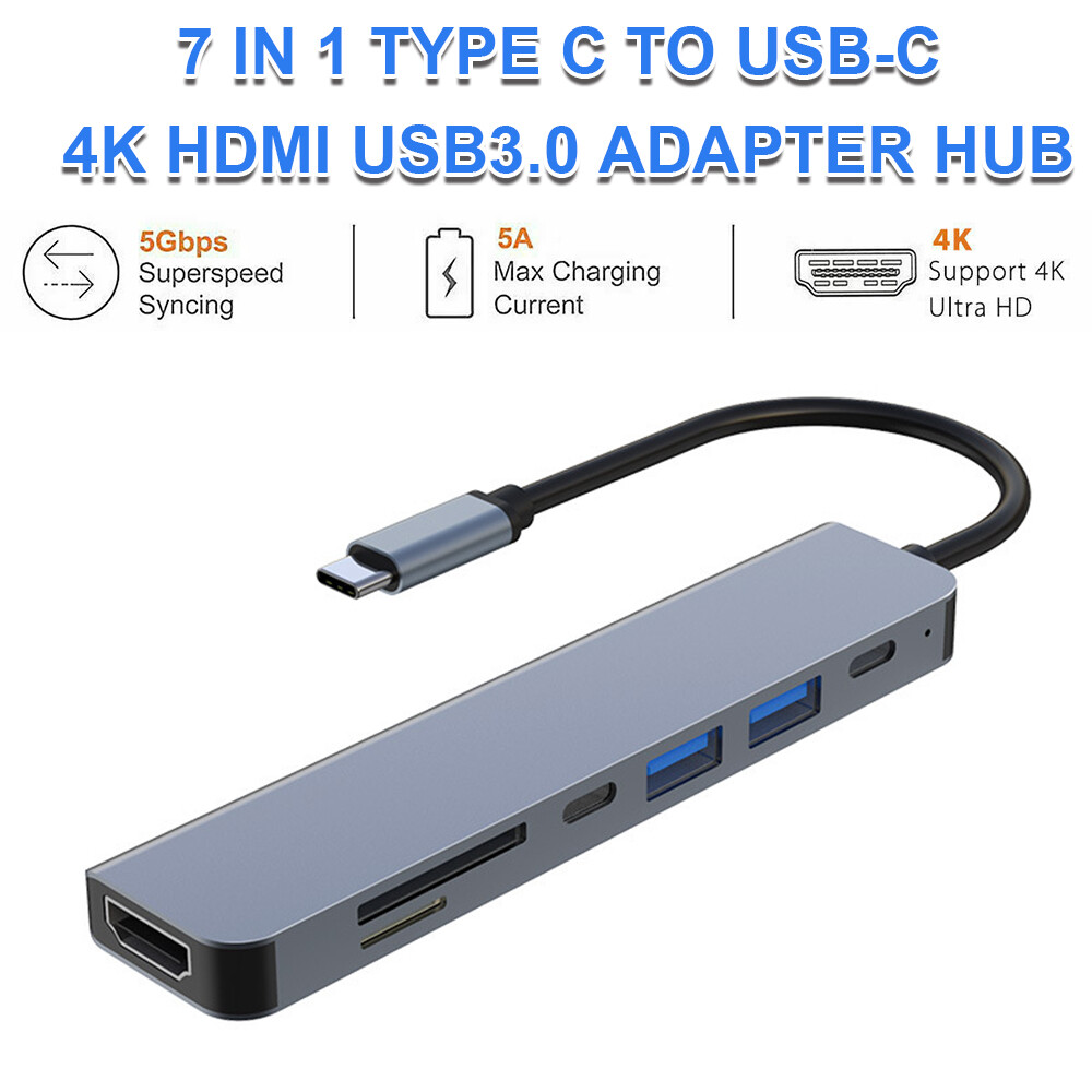 Portable 7 in 1 USB SD TF Card HDMI Multiport Adapter For Phone iPad MacBook