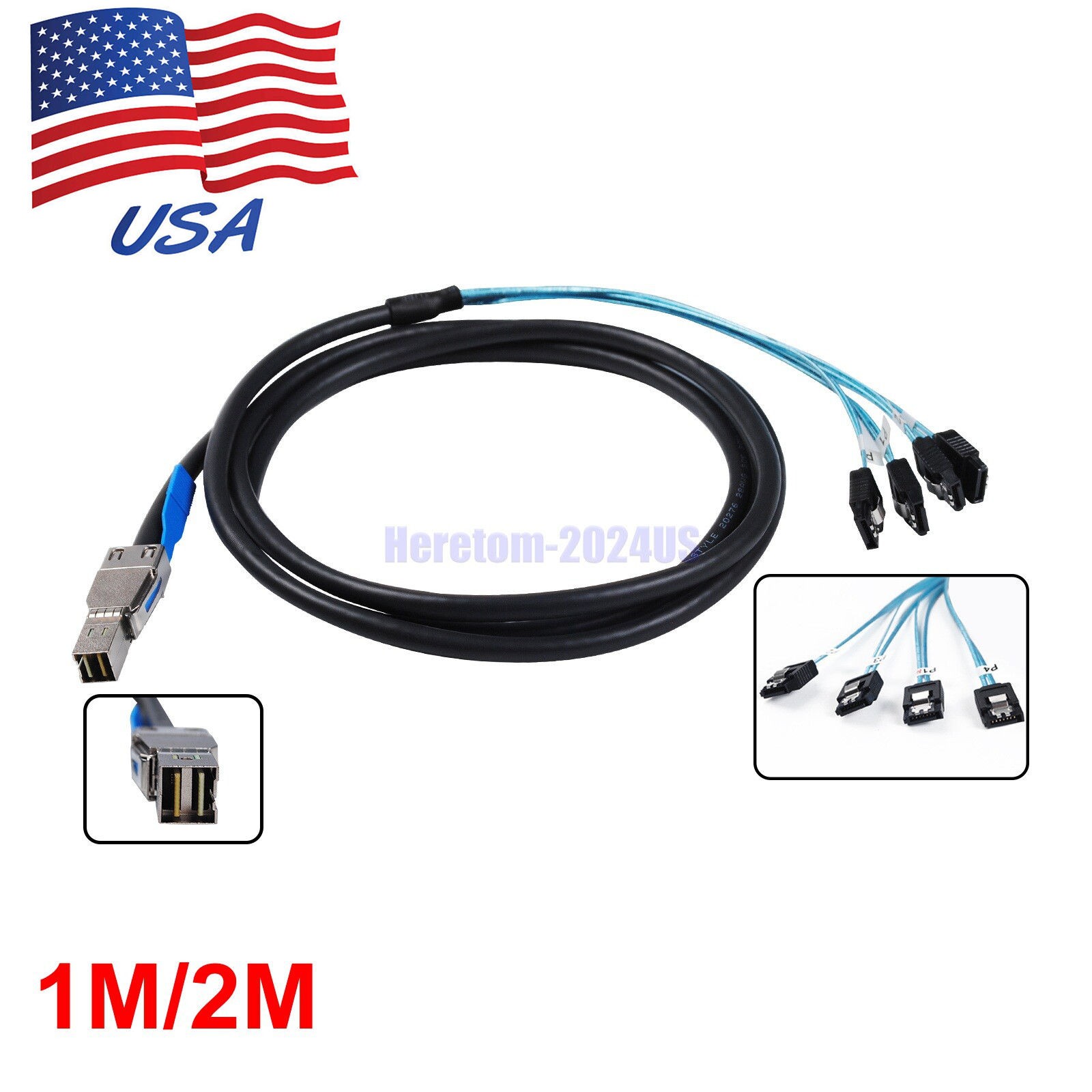 Mini External SAS HD 36 Pin SFF-8644 Target to 4 X SATA Host Cable 12/gbps 1M/2M