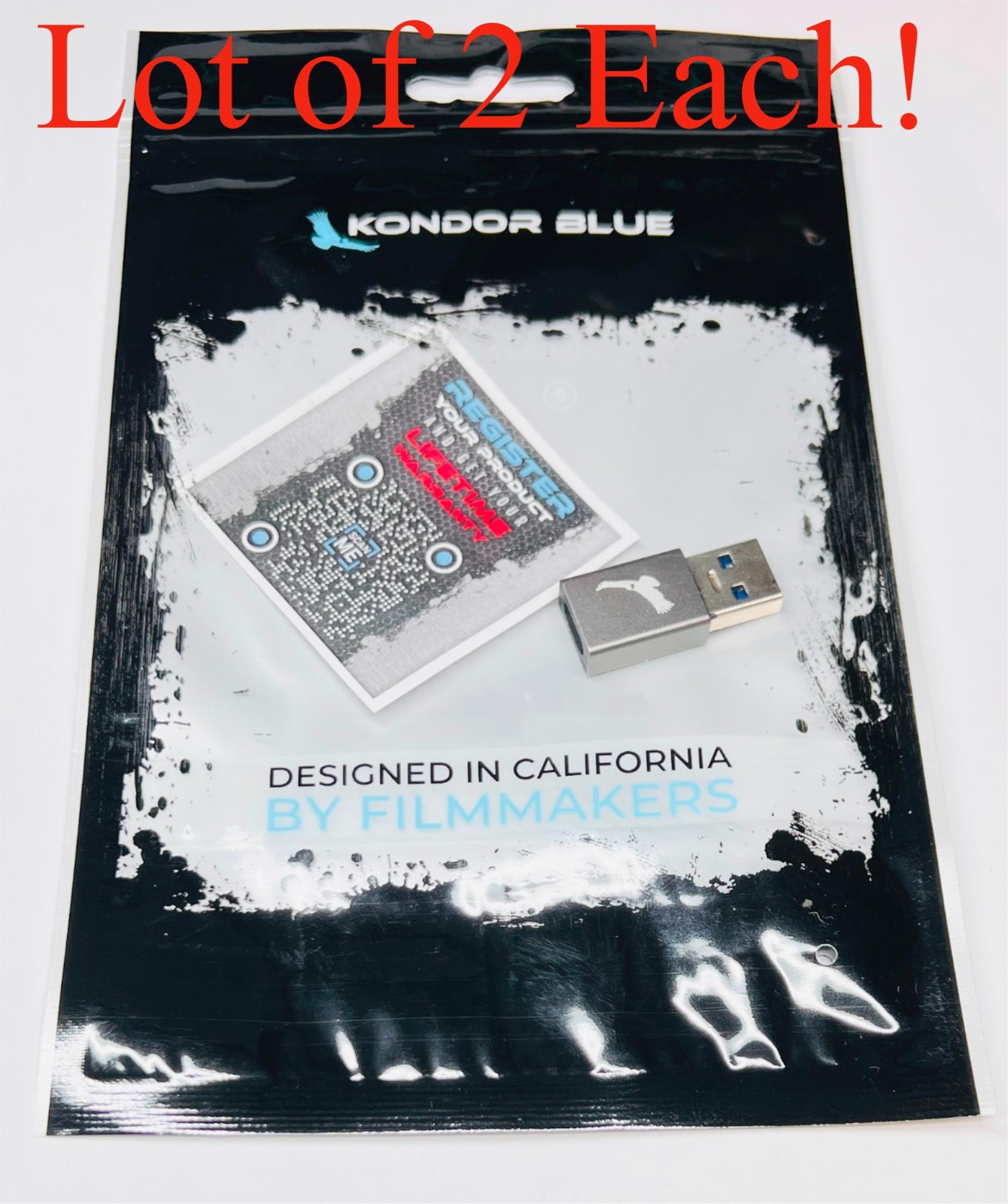 Kondor Blue Lot of 2 USB-C Female to USB-A Male 3.0 Adapter 5 Gb/s KB_USBCA_A