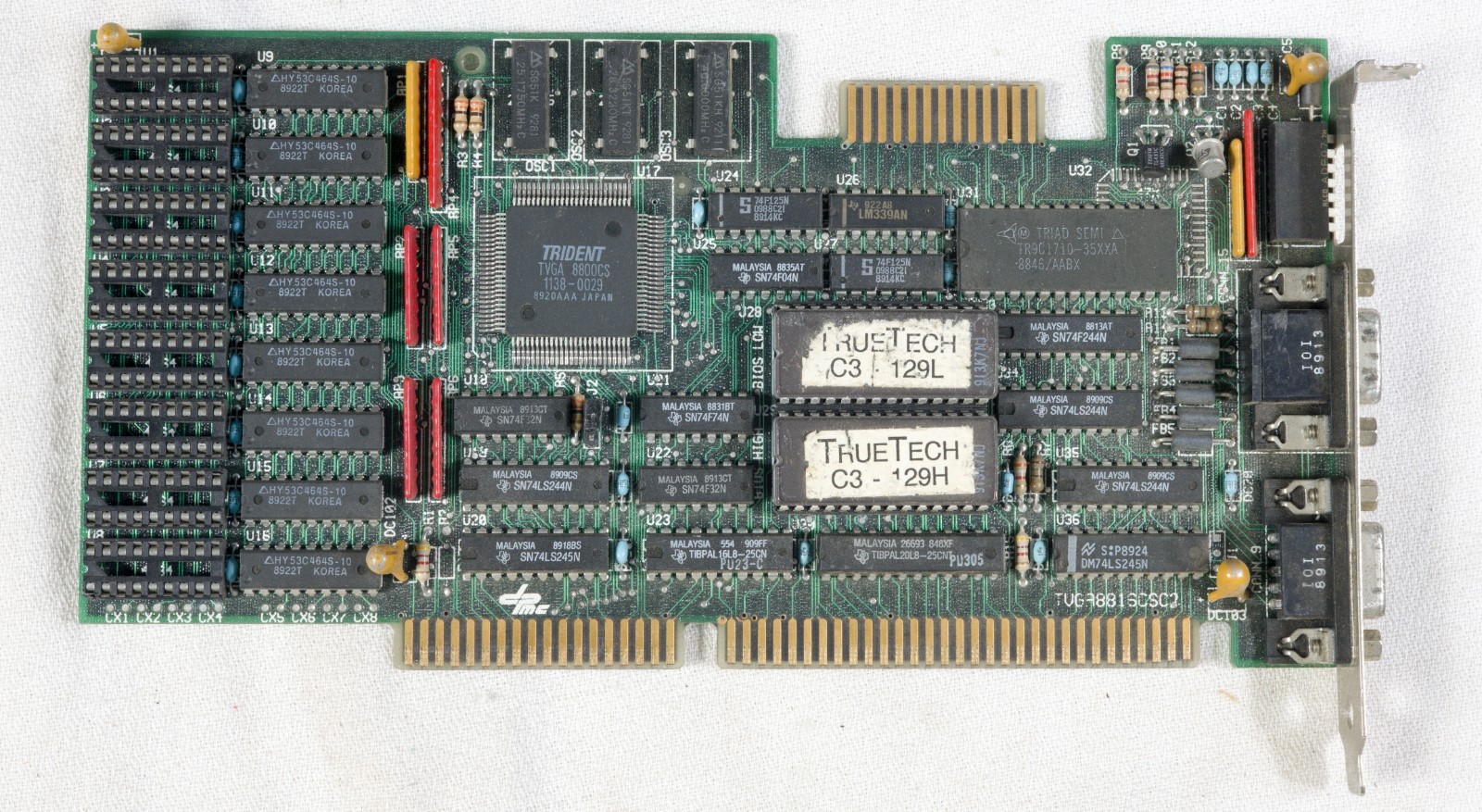 Vintage TrueTech Trident TVGA8800CS VGA EGA card 256KB 16 bit ISA tested ISAB66