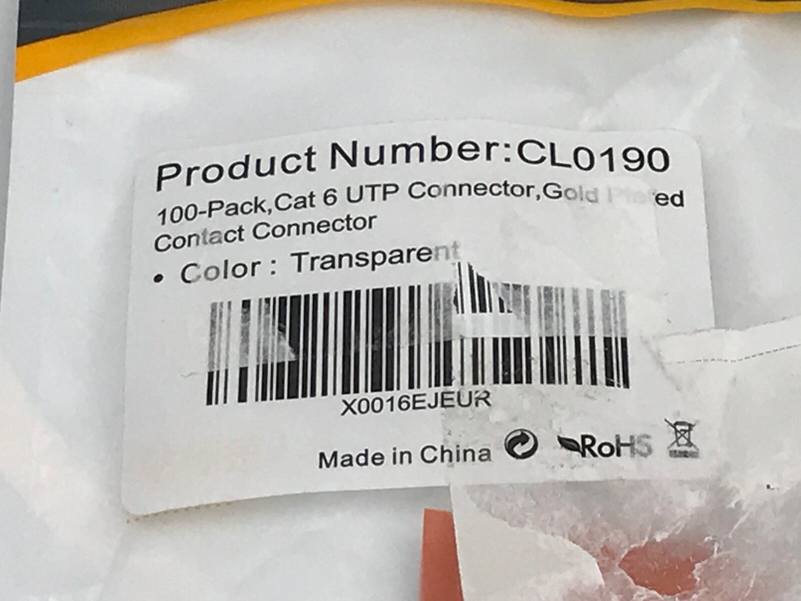 Cable Creation – 100 Pack Cat 6 UTP Connectors Gold Plated Contact Connector