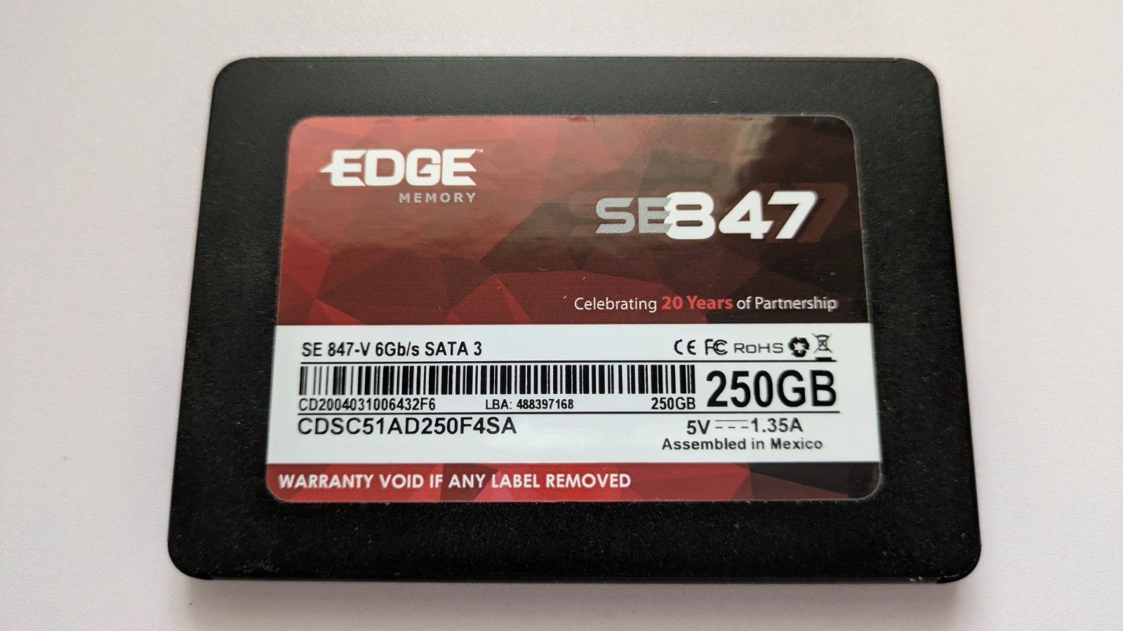 EDGE Memory SE847-V SSD 2.5” 250 GB SATA Solid State Drive