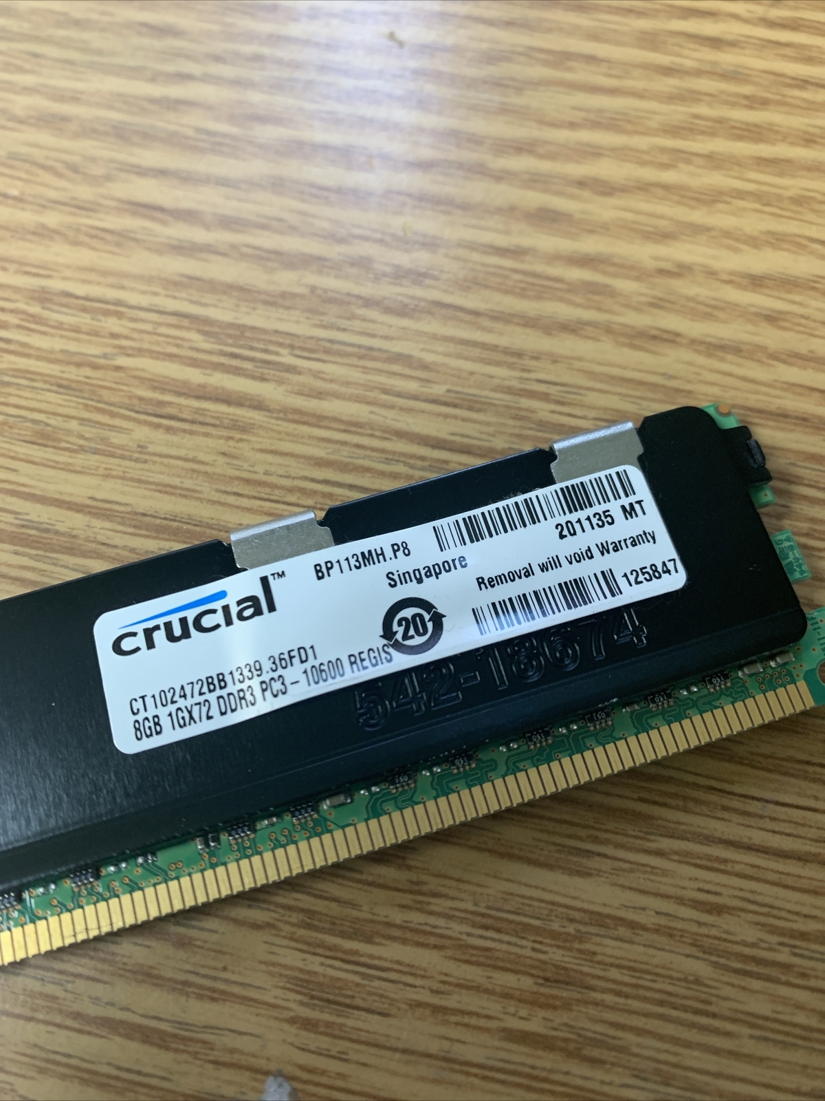 Lot Of 4 Crucial 8GB DDR3 1333mhz PC3-10600R-9-11-J0 240-Pin Desktop See Pics