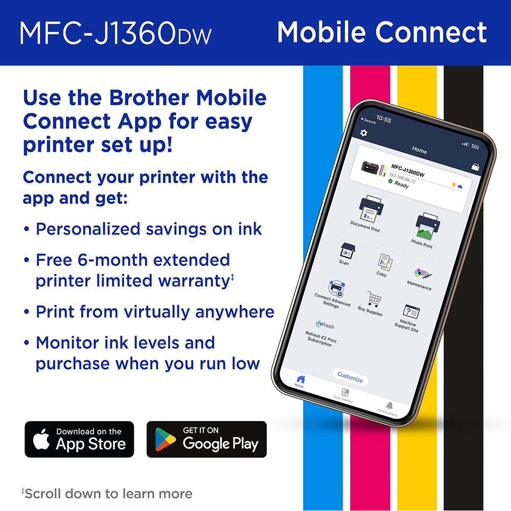 Brother Work Smart 1360 Wireless Color Inkjet All-in-One Printer – Open Box