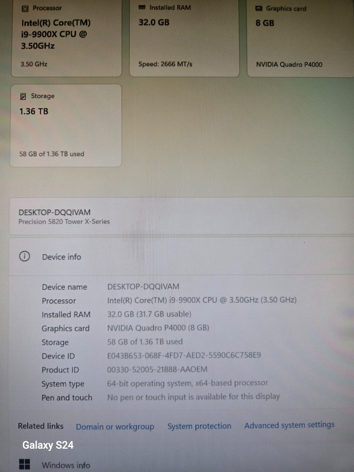 Dell Precision 5820 i9 9th Gen 32Gb Ram SSD RAID Server