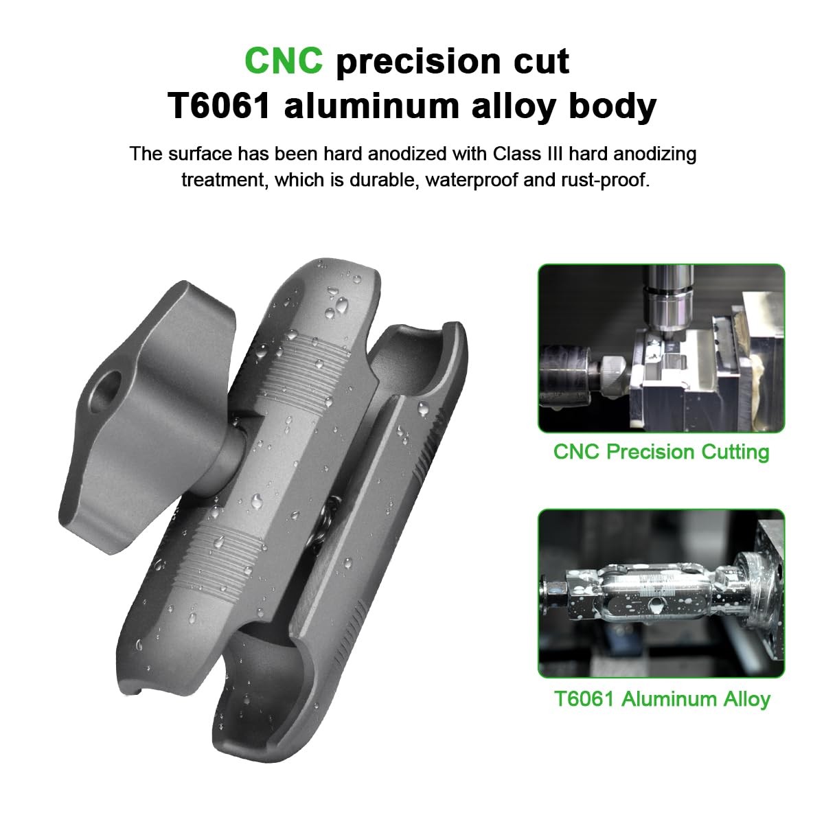 FANAUE 20mm Ball Head Double Socket Arm for 42mm/23mm*22mm*62mm, Black