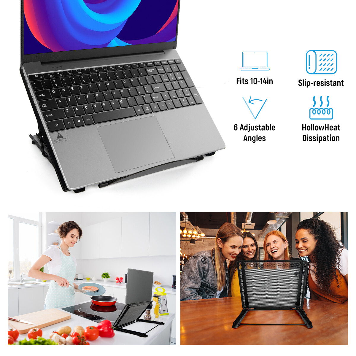Black Portable Adjustable Laptop Stand Notebook Tablet Holder Foldable