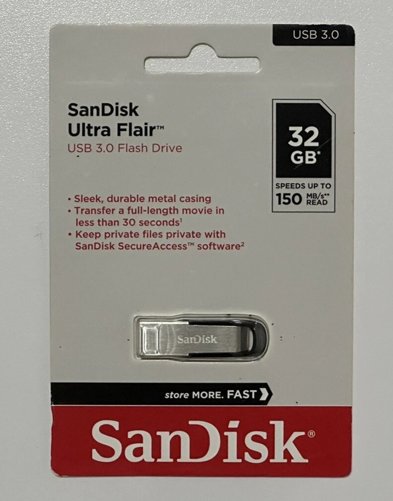 SanDisk Ultra Flair CZ73 32GB USB 3.0 Metal Casing Read Speed Up To 150MB/s