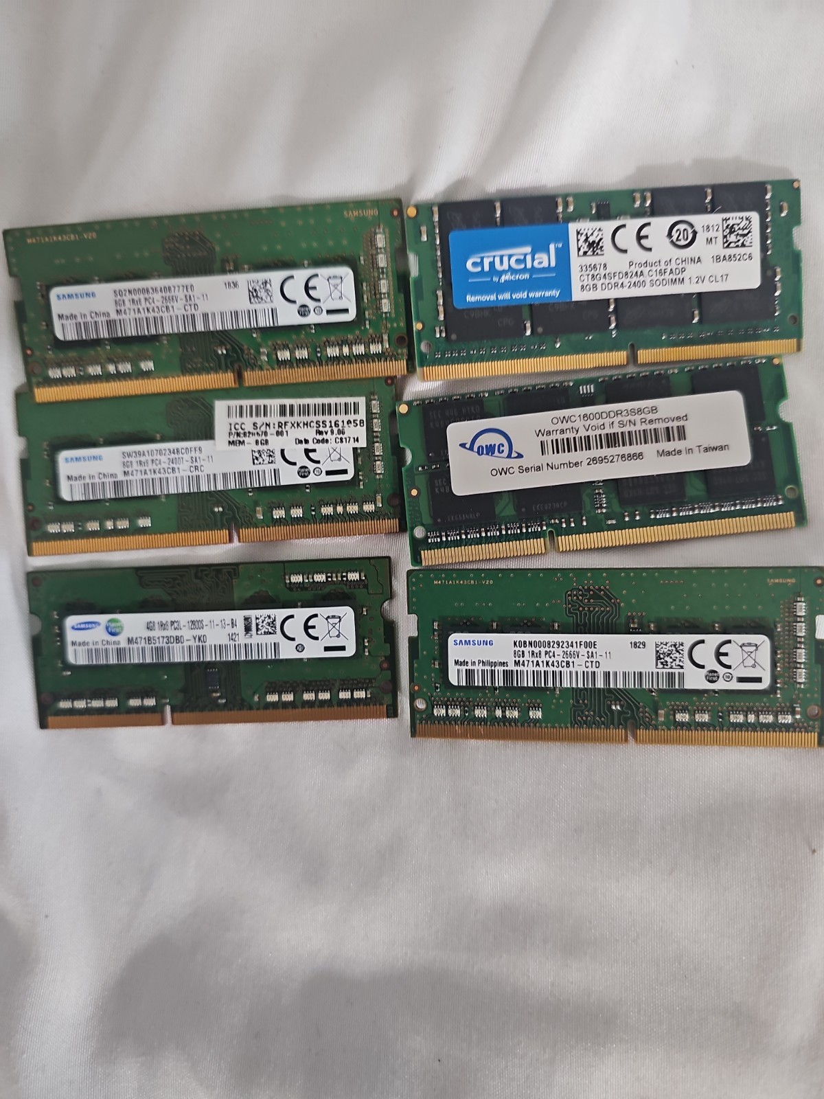 Lot Of Assorted DDR3 RAM Samsung, Crucial, OWC 4gb & 8gb For Laptop, Imac See De