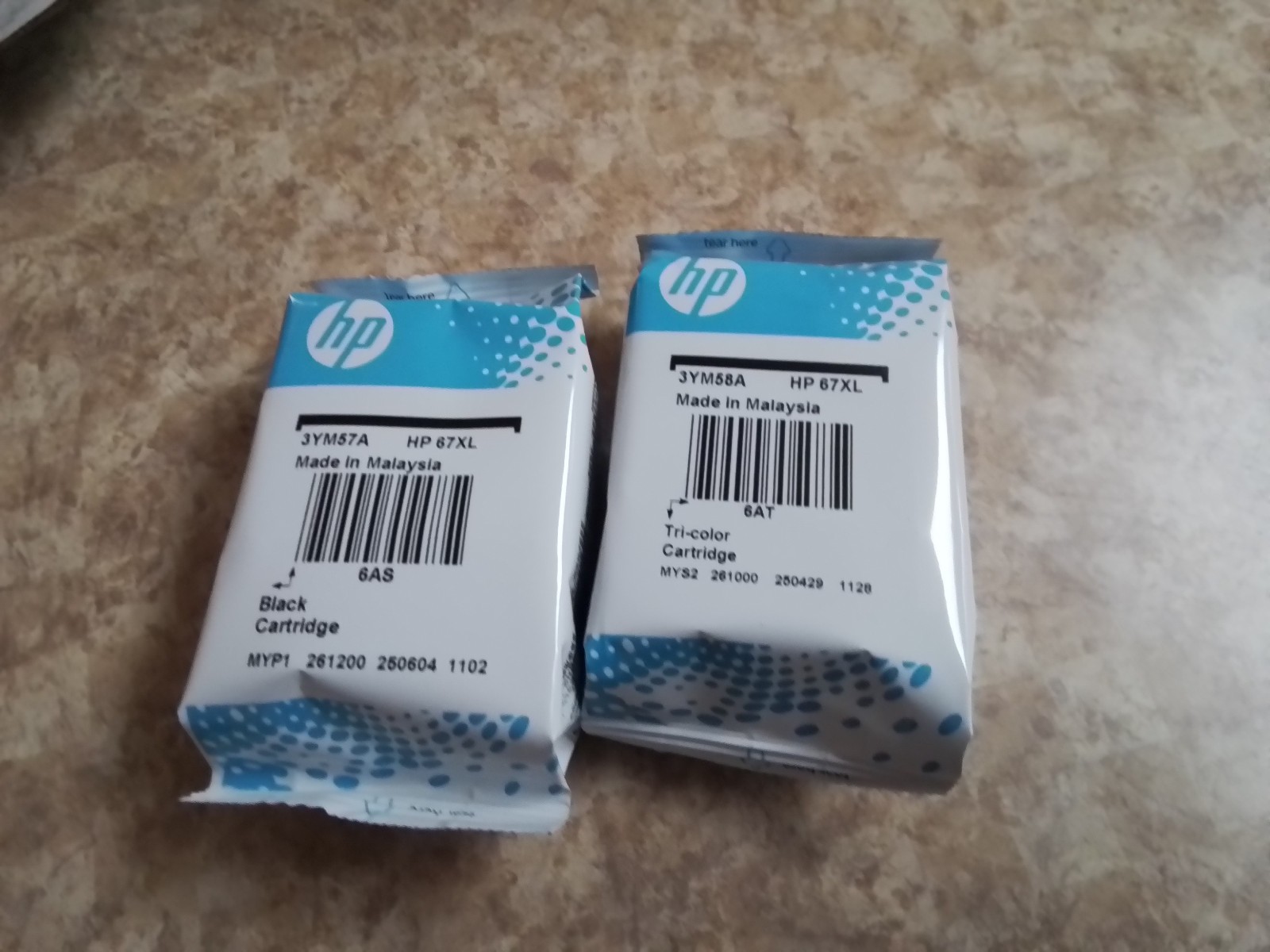 HP 67XL Black & Tricolor Ink Set 3YP31BN 3YM57AN 3YM58AN Exp 4/2027