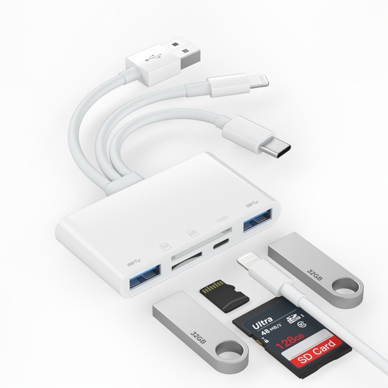5 in 1 Memory Card Reader USB 3.0 OTG Adapter SD Card Reader For iPhone/iPad LOT
