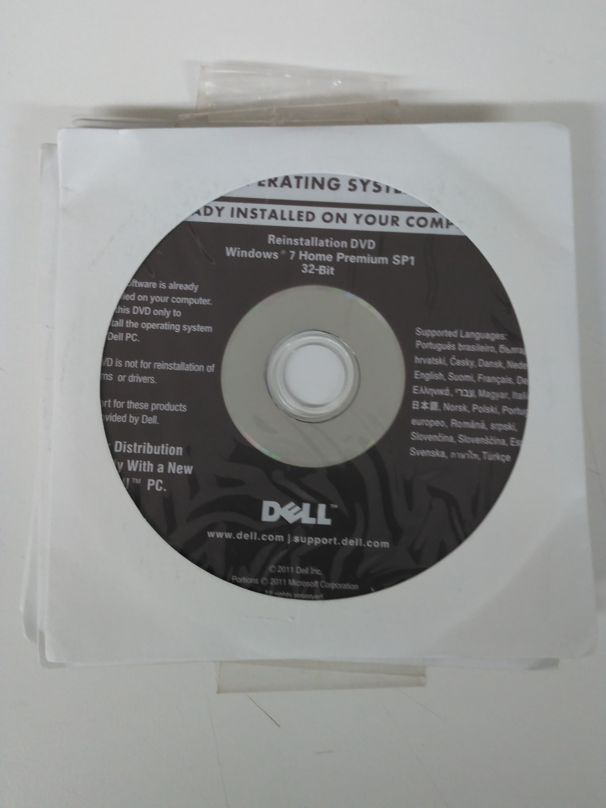 Dell Windows 7 Home Premium 32 Bit Reinstallation SP1 DVD Disc SEALED