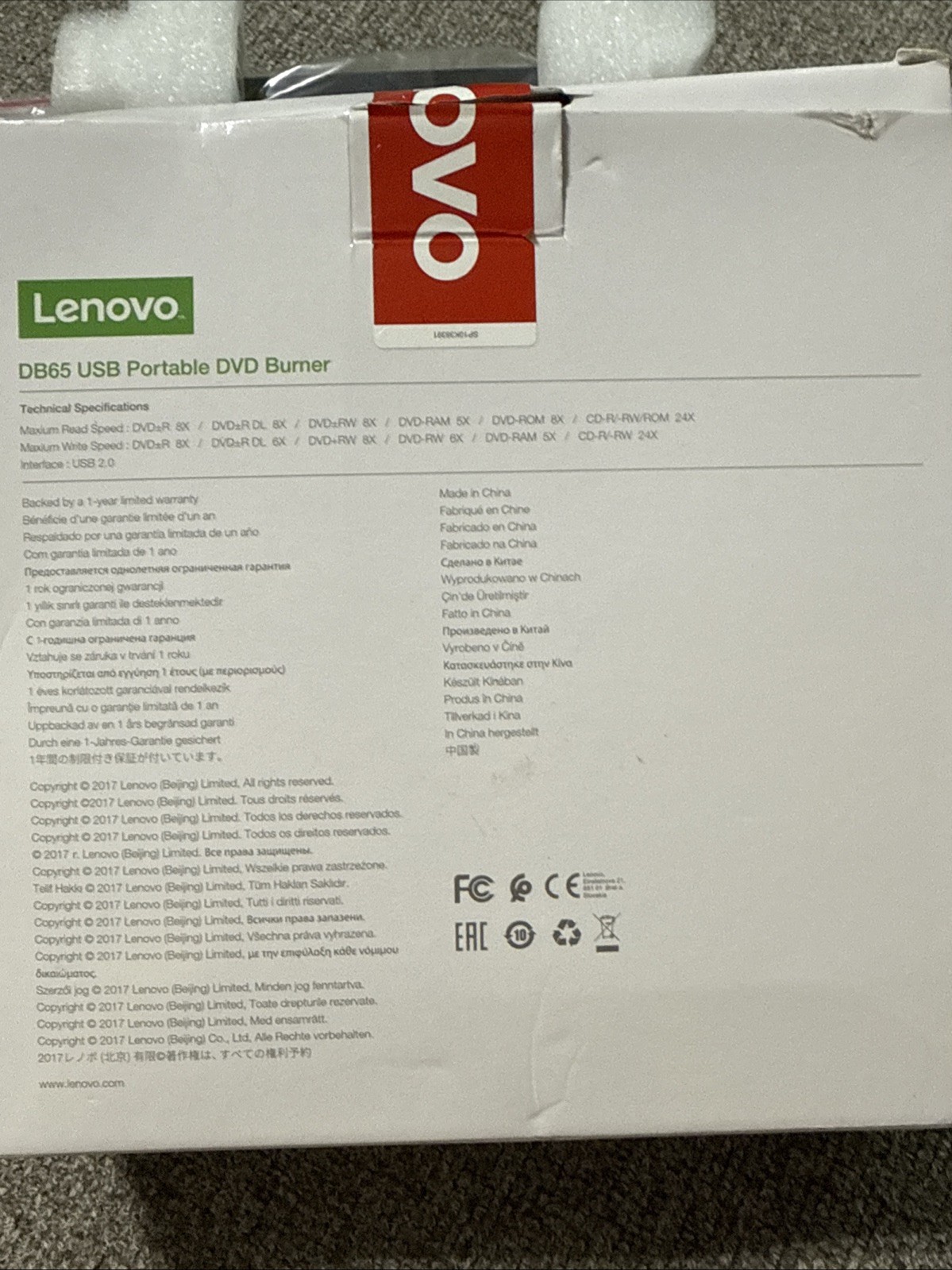 Lenovo Slim DVD Burner DB65 (888015471) Black FREE SHIPPING FROM MISSOURI
