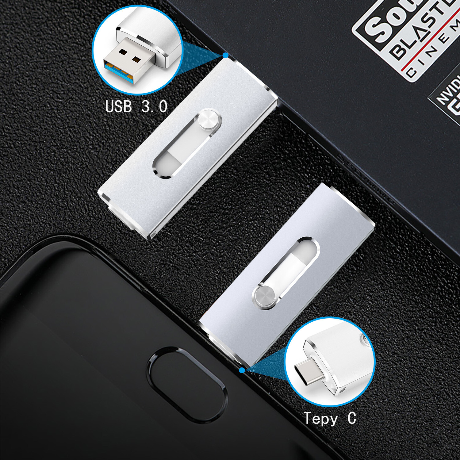 128GB USB 3.0 Flash Drive Thumb U Disk Memory Stick Pen PC For Samsung Phone
