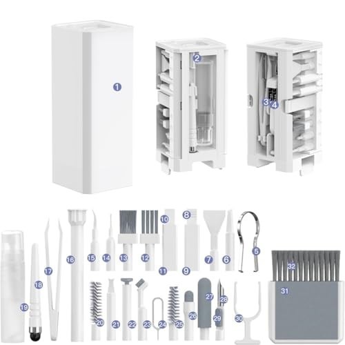 32-in-1 Electronics Cleaning Kit for Keyboard, Phone, Laptop & Tech Gadgets – Wh