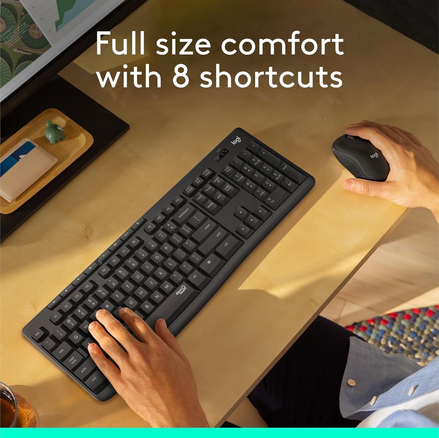 Logitech MK295 Silent Wireless Keyboard & Mouse Combo Quiet Keys Black