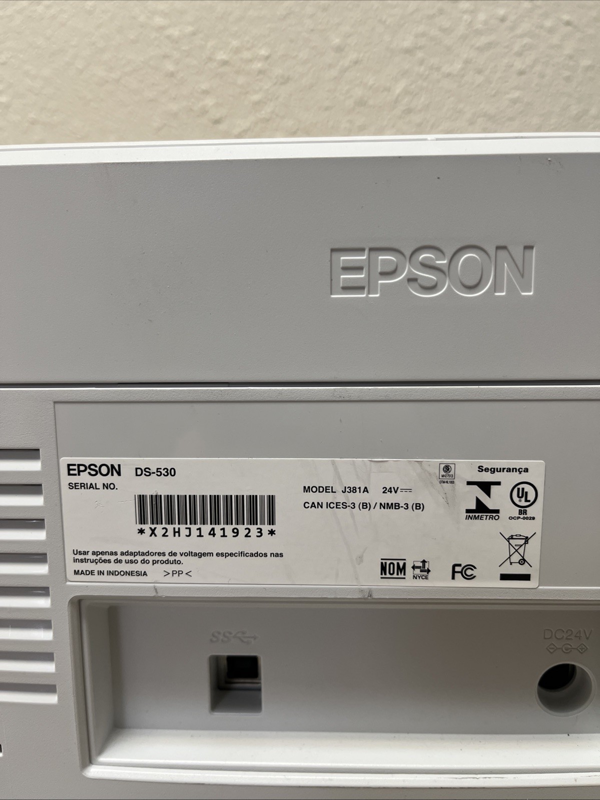 Epson DS-530 Duplex Document Scanner Sheet-Fed | J381A Tested Grade C